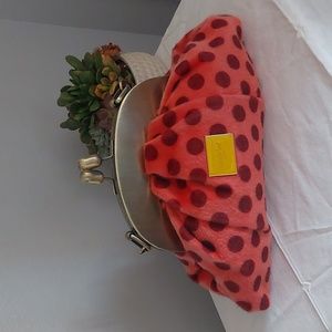 Nicole Lee USA pink polka-dot faux fur purse